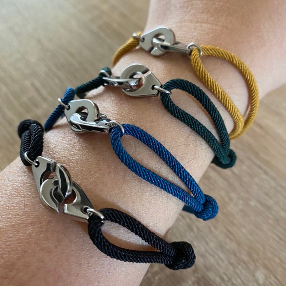 Spot Goods#Stainless Steel Braided Rope Bracelet Jewelry Couple Handcuffs Bracelet Student Jewelry B