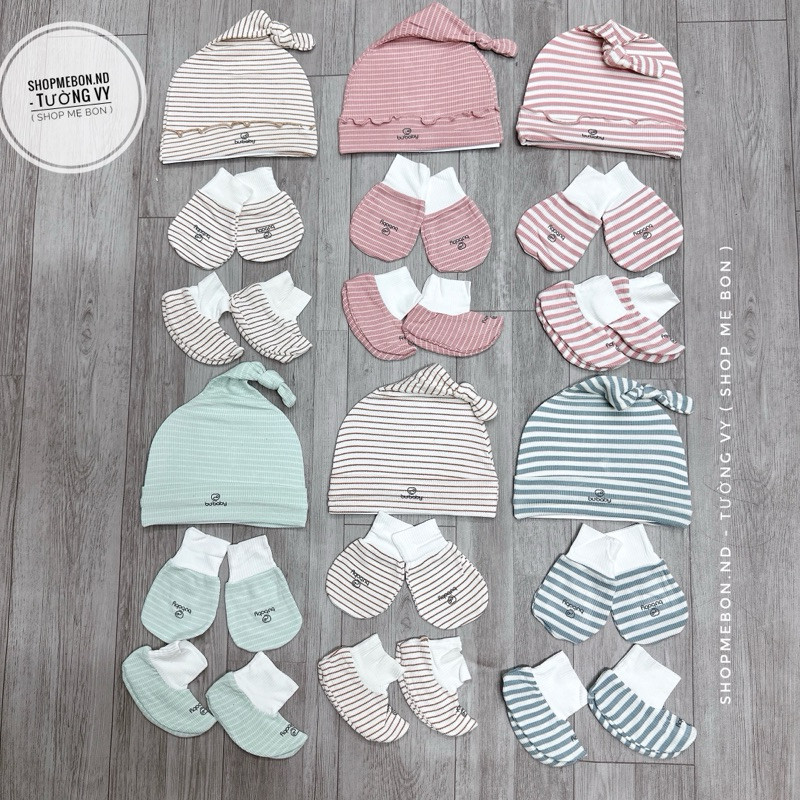 [ Bu Baby ] Mũ , Bao tay chân Bu Baby sơ sinh cho bé trai bé gái - phụ kiện sơ sinh Bu baby