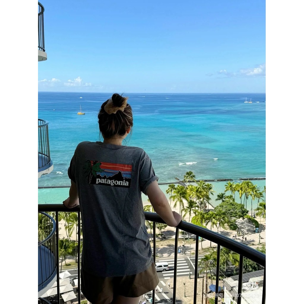 DNTV Patagonia Hawaii Limited Edition Printed Couple Style Short Sleeve Summer Round Neck Pullover L