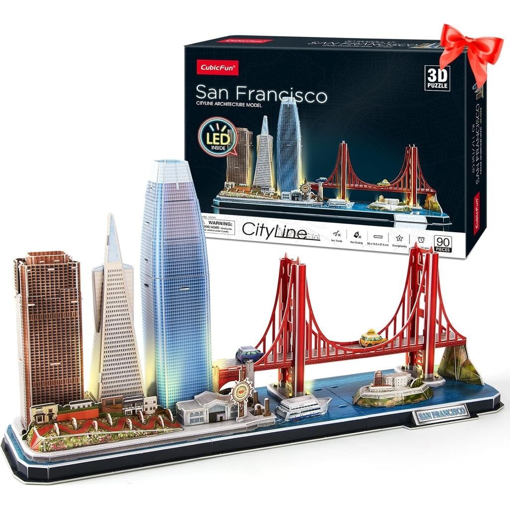 Câu đố 3D CubicFun dành cho trẻ em từ 10-14 LED San Francisco Cityline, Nghệ thuật và Thủ công cho t