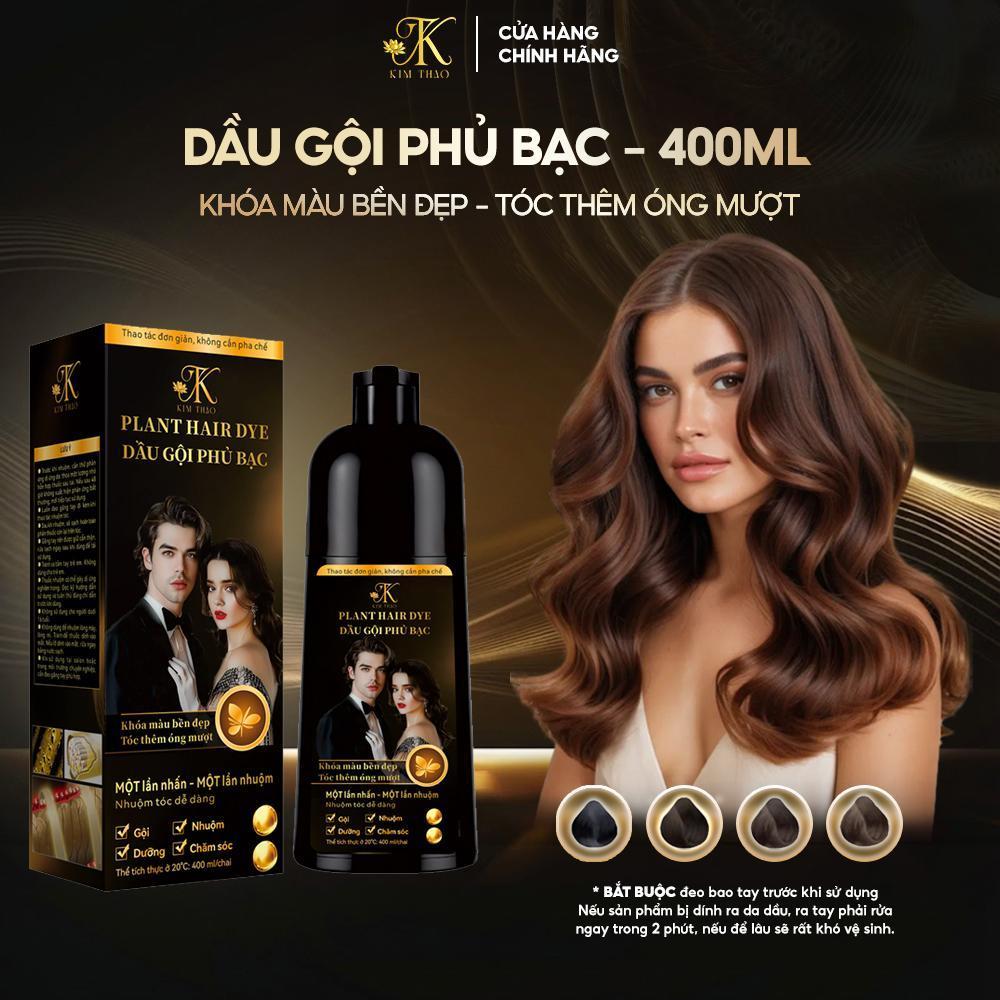 TẶNG KÈM LƯỢC Dầu gội phủ bạc KIM THẢO chính hãng Nhuộm tóc đen và nâu, Lên màu tự nhiên, an toàn