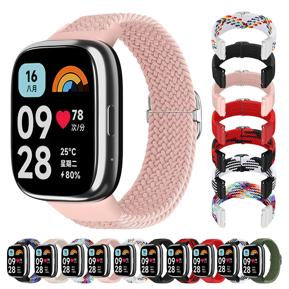 Dây đeo bện đàn hồi cho đồng hồ thông minh Redmi Watch 3 Active Scrunchie Nylon Band Belt Vòng đeo t