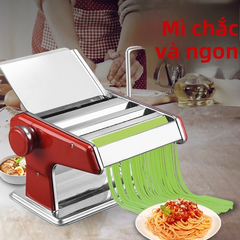 Máy làm mì inox gia dụng, máy cán bột thủy công nhỏ đa năng, máy làm vỏ bánh gyoza & húntun inox