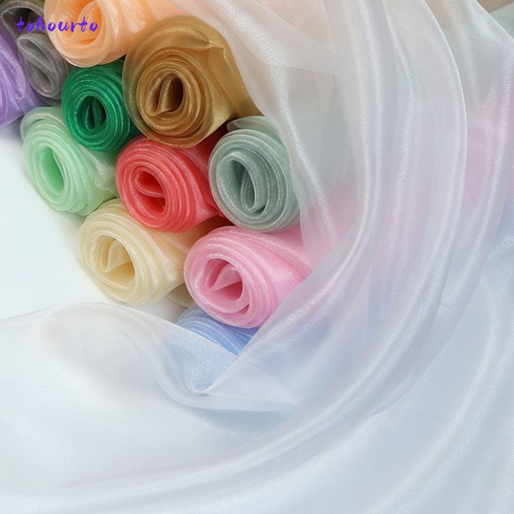 Vải lưới TOHOURTO Organza, Vải gạc nhẹ đầy màu sắc Sheer, May đồ thủ công Bóng mịn 100X150cm Sheer O