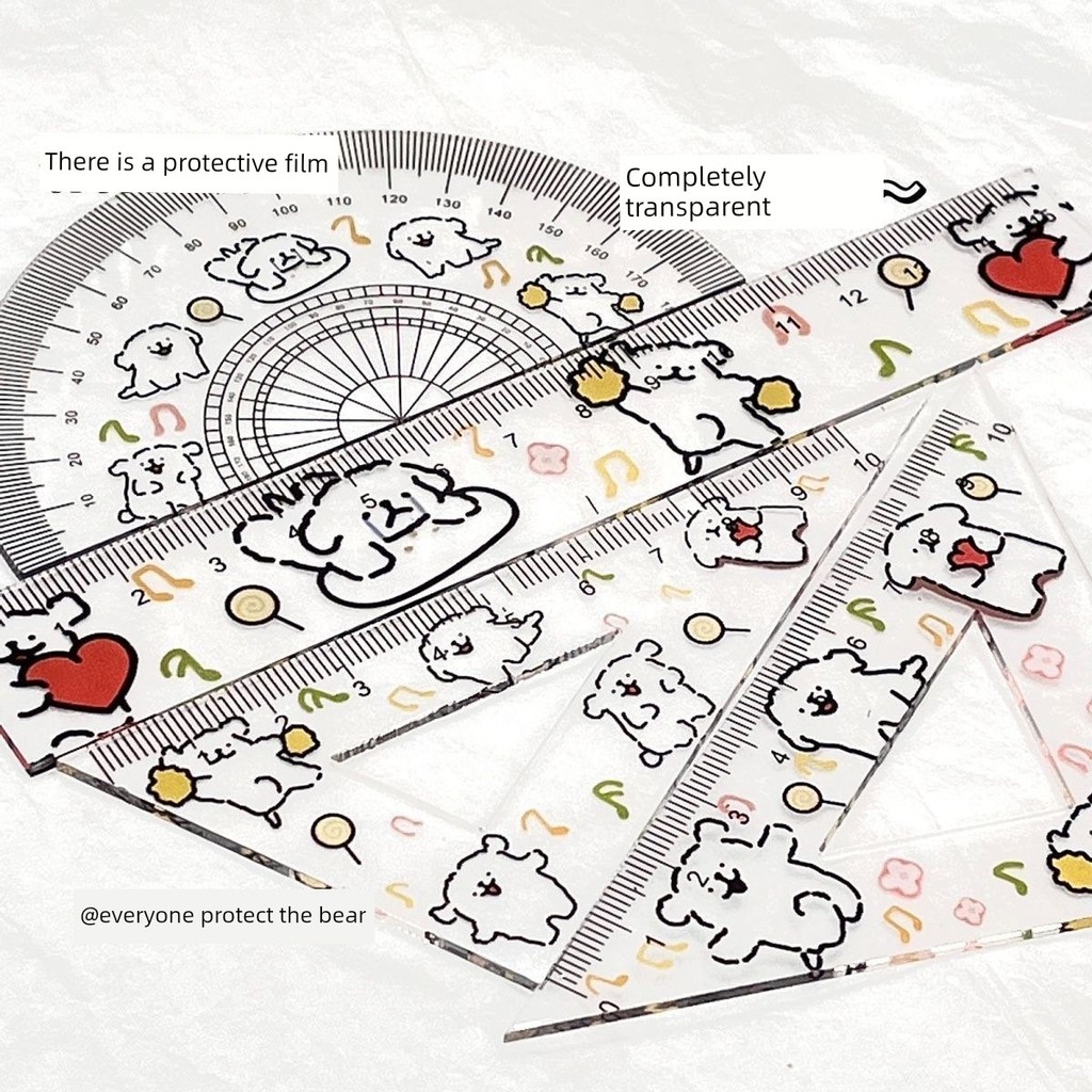 thước học sinh đồ dùng học sinh Thước kẻ hoạt hình Kapibara thước kẻ con chó con 4 mảnh thước kẻ acr