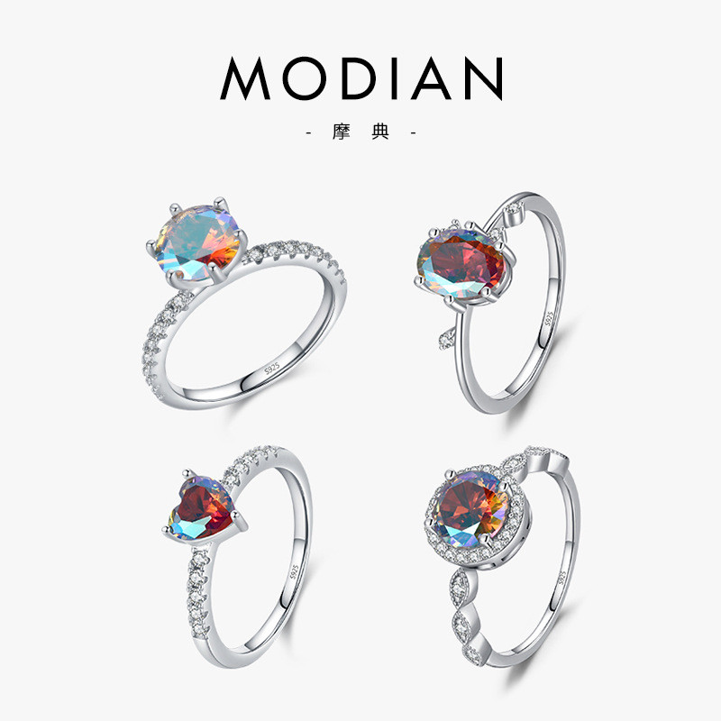 Light Luxury S925Sterling Silver Inlaid Colorful Zircon Ring Women's Design Silver Jewelry