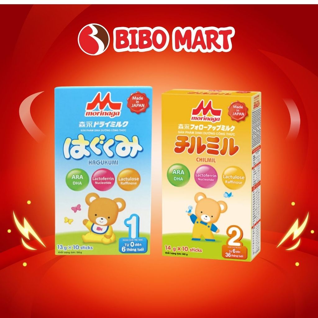 Sữa Morinaga Dạng Thanh Bổ Sung Dưỡng Chất Giúp Bé Phát Triển Toàn Diện Số 1 2 Hộp 10 Gói - Bibomart