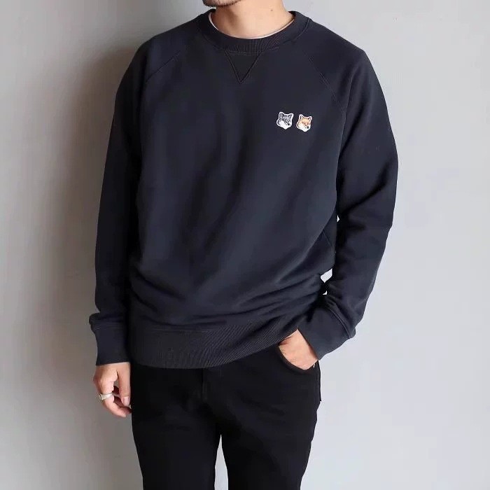 Maison Kitsune Little Fox In Hình Cotton Nguyên Chất Cổ Tròn Terry Áo