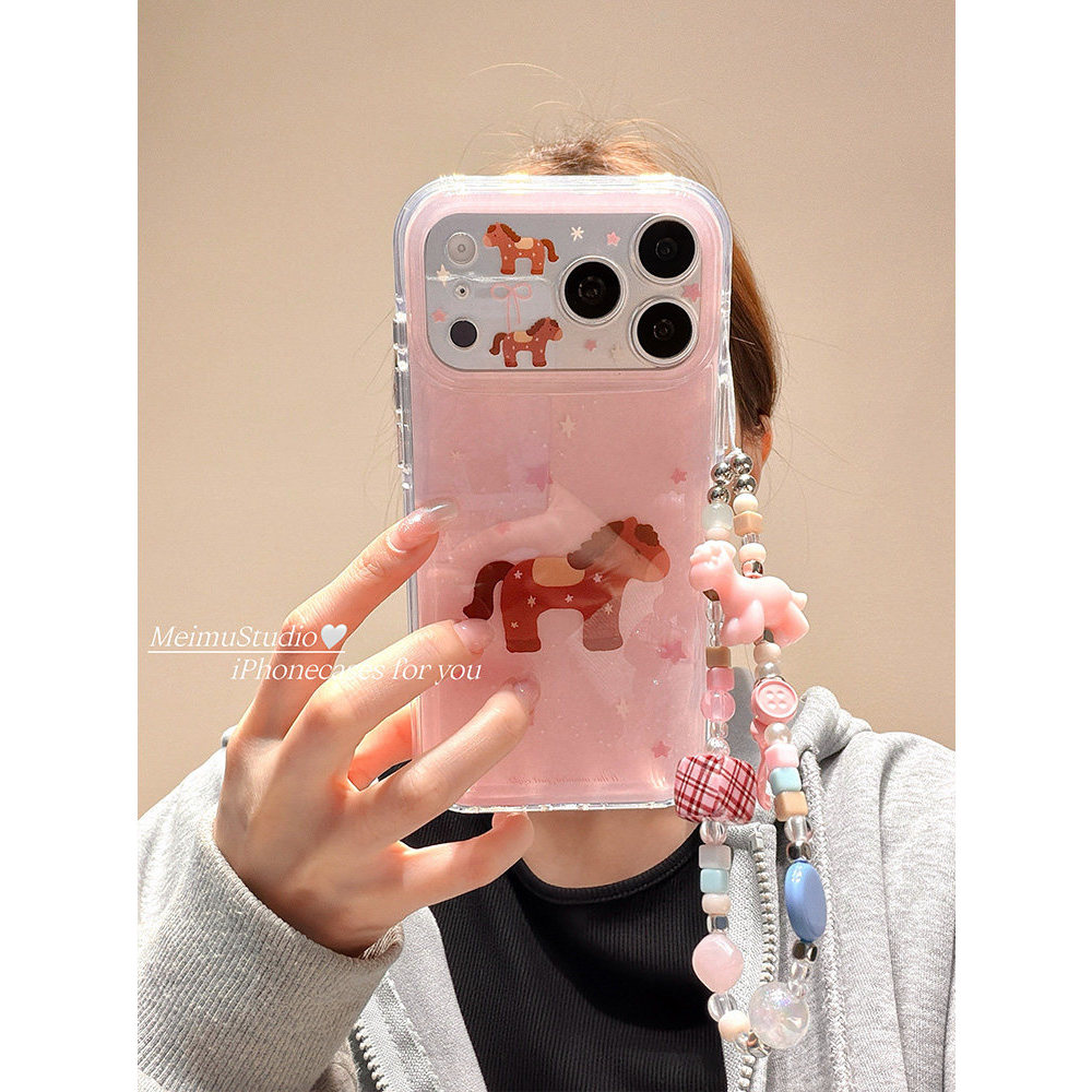 Meimu ins Sweet Girl Pink Star Pony Thích hợp cho Ốp điện thoại Samsung s25 s23ultra Bracket s21 + /