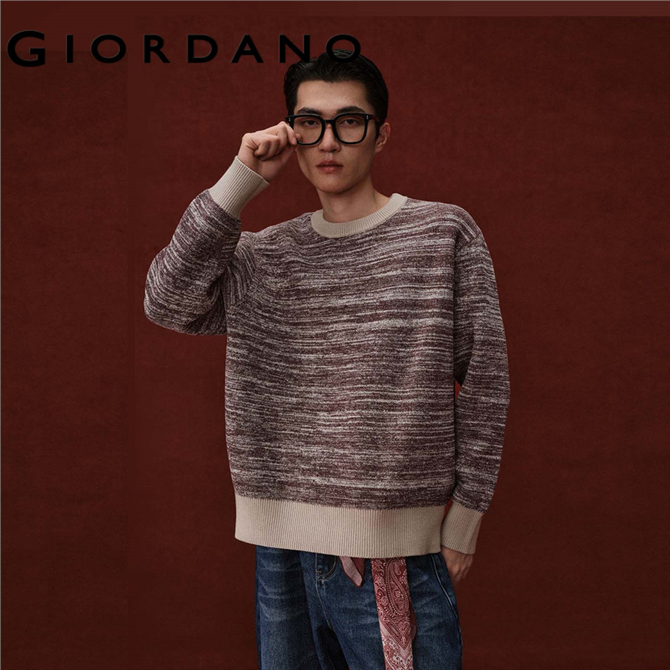 GIORDANO MEN Contrast marl knit sweater 18056703