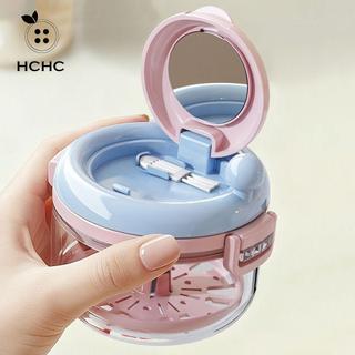Hộp giữ răng chỉnh nha HCHC, Hộp làm sạch răng giả 2 trong 1 quay tay, di động có bộ lọc hai lớp có gương Hộp đựng răng giả chỉnh nha trẻ em