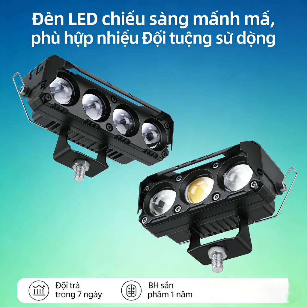 【Nổi bán】🚀Đèn pha LED 4 mắt xe máy Siêu sáng mạnh Ánh xa gần Chống nước bền bỉ