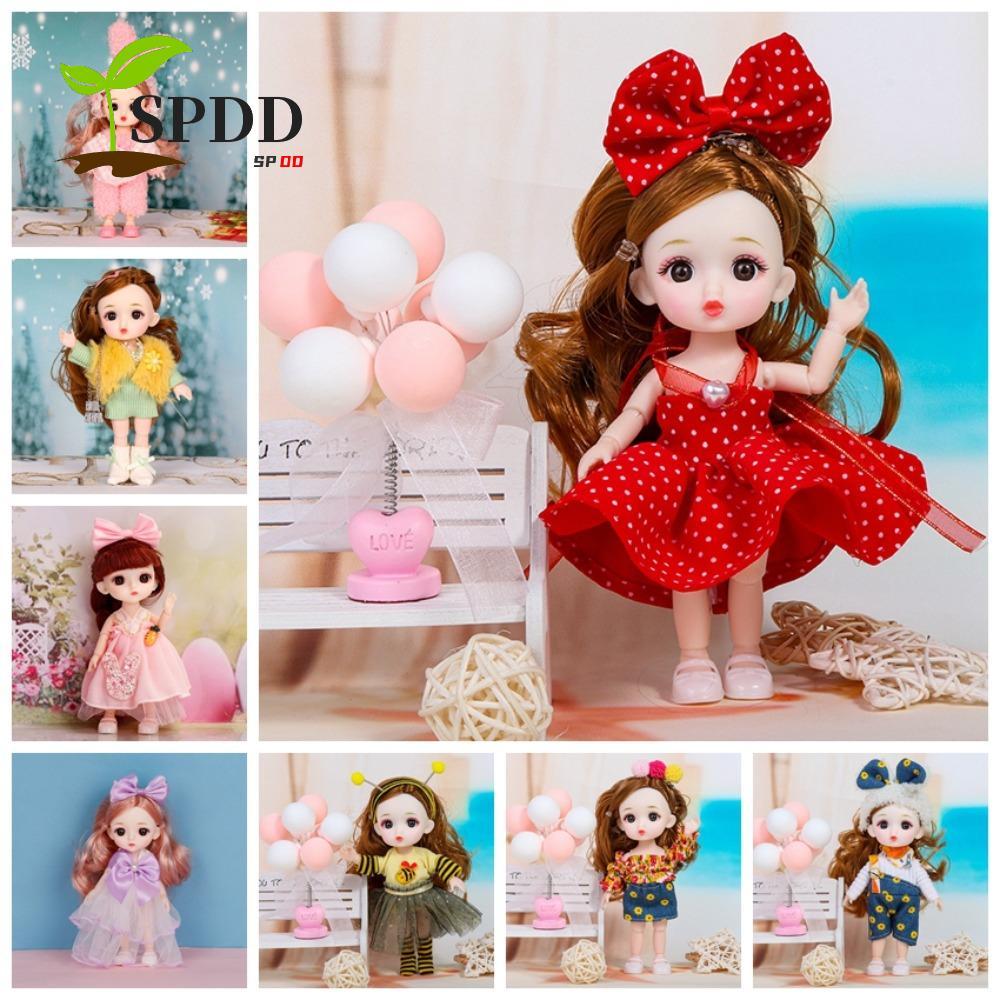 SPDD 16cm Búp bê BJD, Đôi mắt to 16cm Hình búp bê BJD mặt dễ thương, Búp bê BJD tỷ lệ 1 / 12 13 khớp
