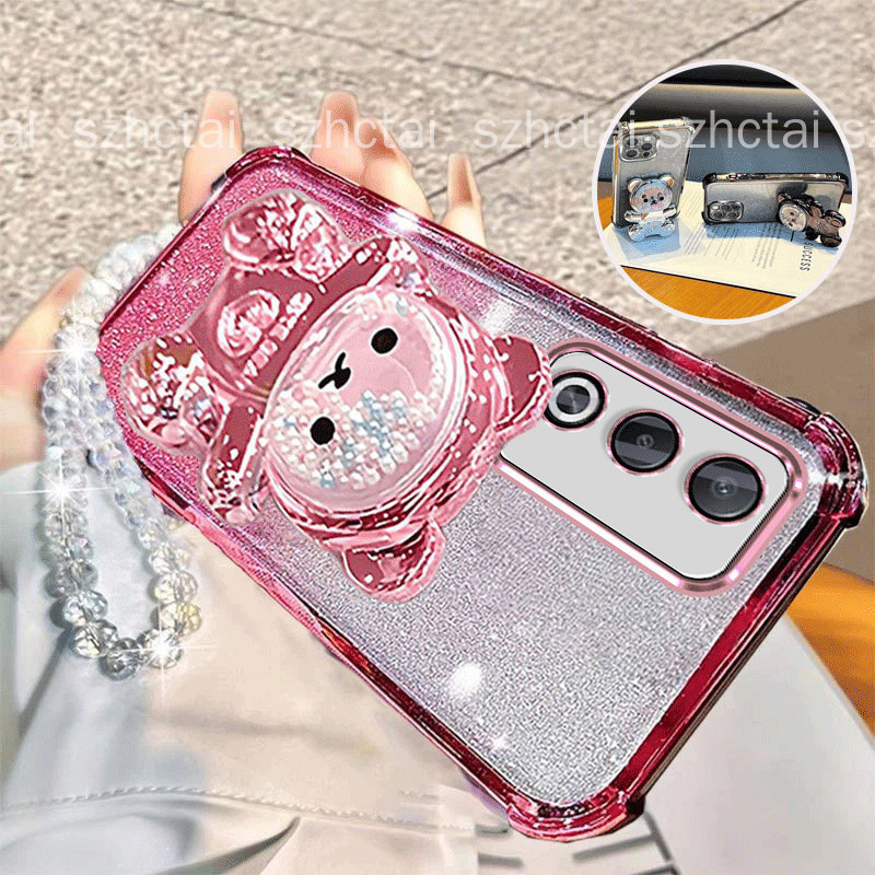 Ốp Lưng Cho OPPO OPPO A3 Pro Sang Trọng Lấp Lánh Lấp Lánh Vỏ Điện Thoại Dây Đeo Cổ Tay Dây Xích Vòng