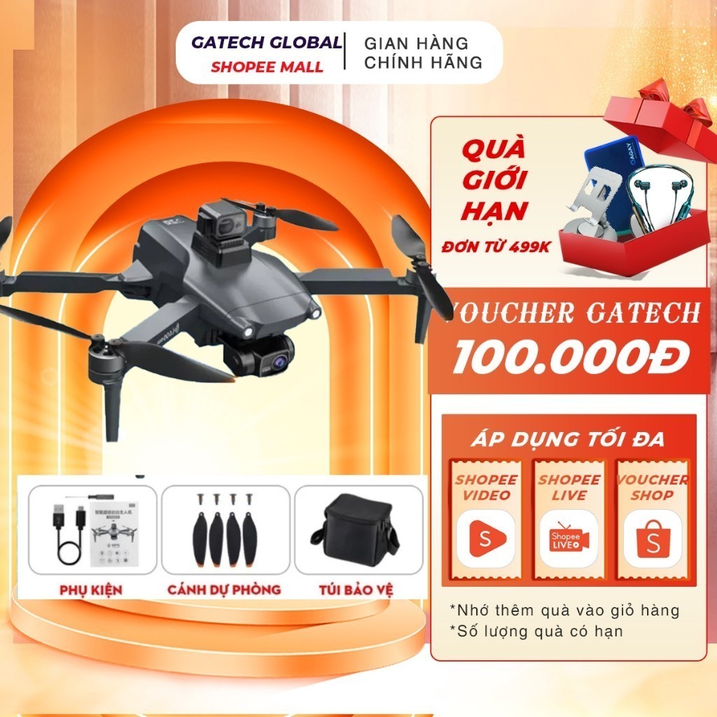 Flycam L900 , l300 ,L600 Pro cảm biến Laser Camera chống rung, Playcam GPS BH 12 THÁNG GAGAY