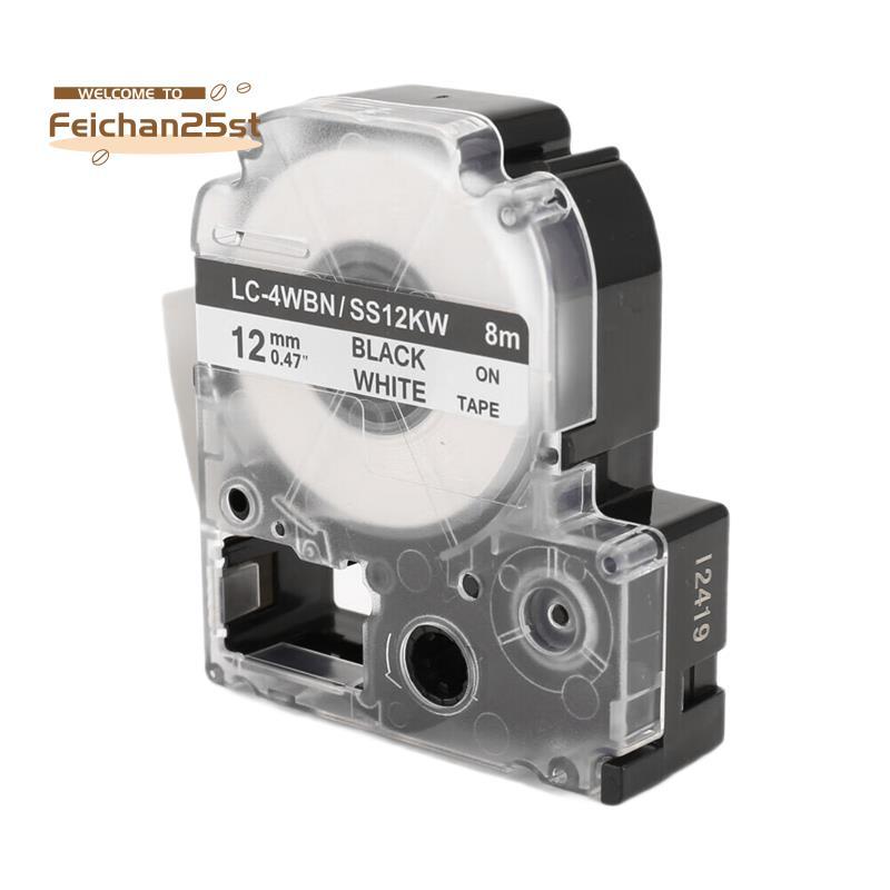 5 Gói Thay Thế -4WBN LC-4WBN9 (SS12KW) Băng Nhãn Cho LabelWorks LW300 LW400 LW500 LW700 Đen Trên Trắ