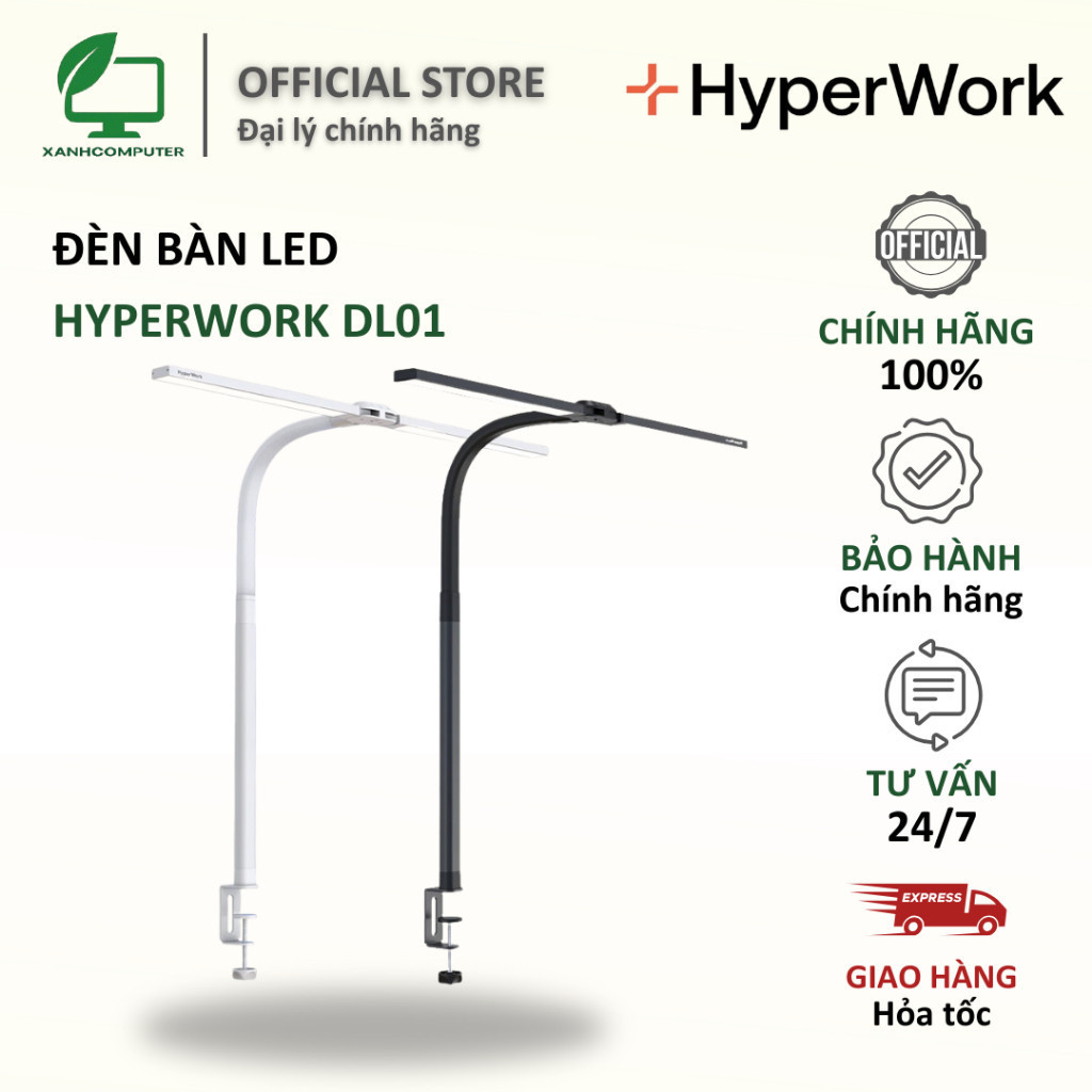 Đèn Bàn 𝗟𝗘𝗗 HyperWork Luna | DL01 Điều Khiển Không Dây