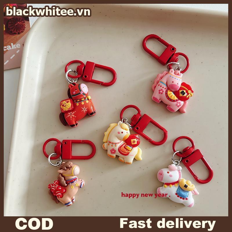 BWHTE Hoạt Hình Dễ Thương Pony Móc Khóa Kawaii Năm Ngựa Linh Vật Trang Trí Sáng Tạo Mặt Dây Chuyền N