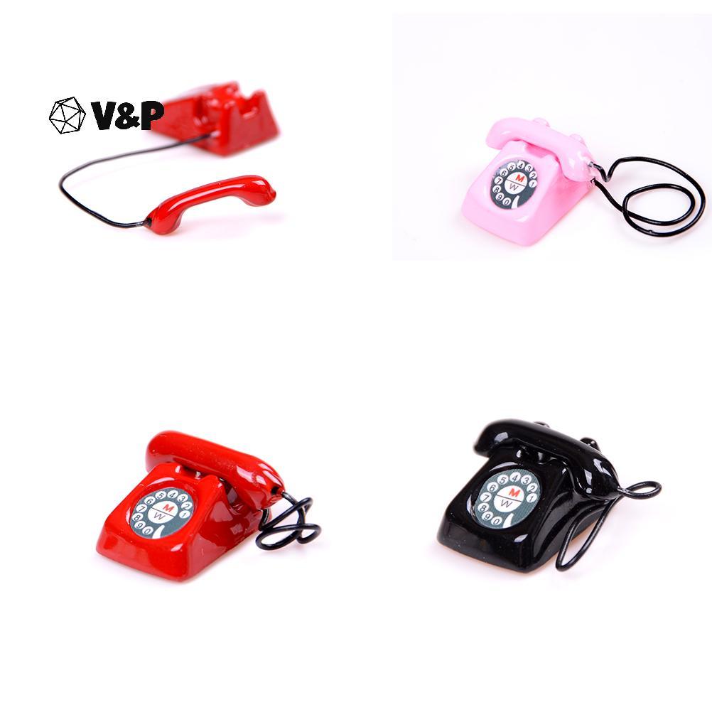 V & P 1: 12 Phong Cách Cũ Điện Thoại Mẫu Búp Bê Nhà Thu Nhỏ Trang Trí Nhà Điện Thoại