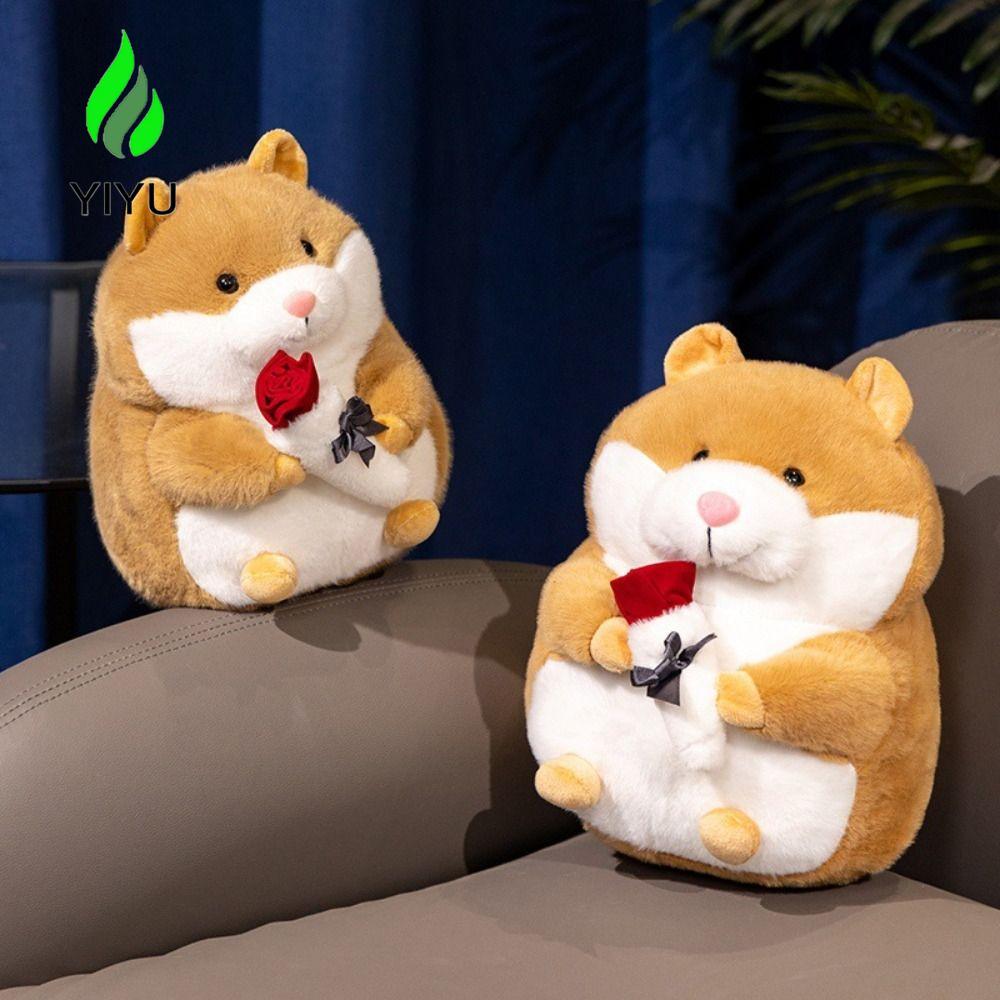 YIYU Hamster Thú Nhồi Bông Đồ Chơi Sang Trọng, Bông PP Hoa Hồng Sống Động Như Thật Hamster Đồ Chơi S