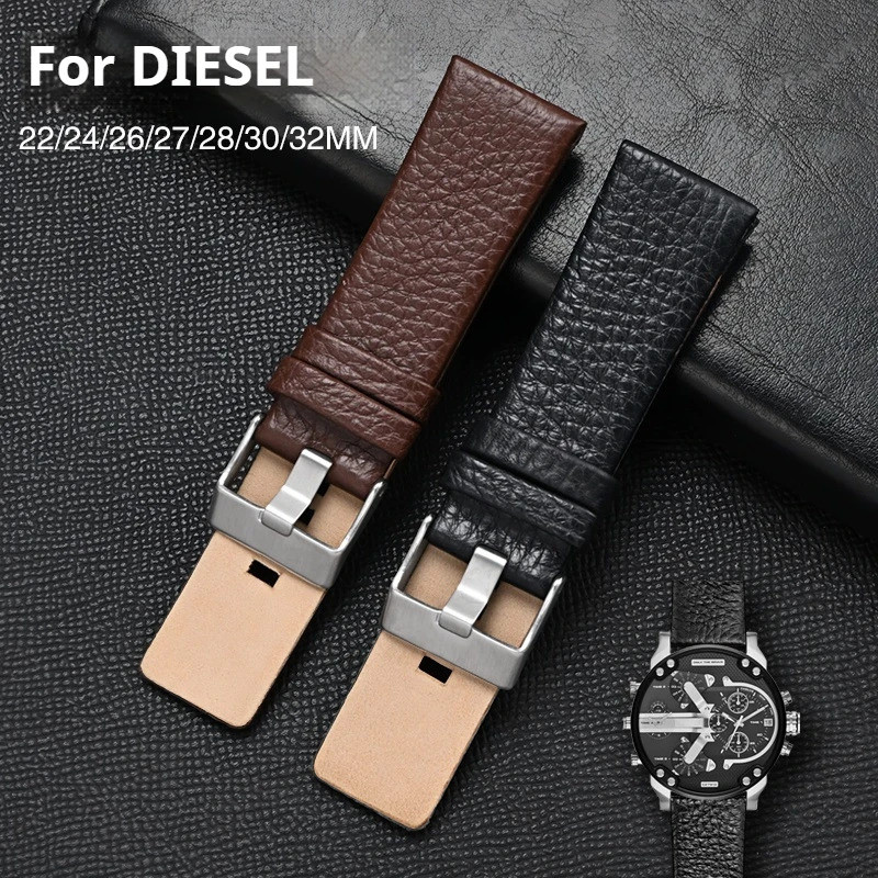 Dây Da Chính Hãng Cho Diesel DZ7312 DZ7314 Đen Nâu 22mm 24mm 26mm 27mm 28mm 20mm 32mm Nam Da Bò Dây 