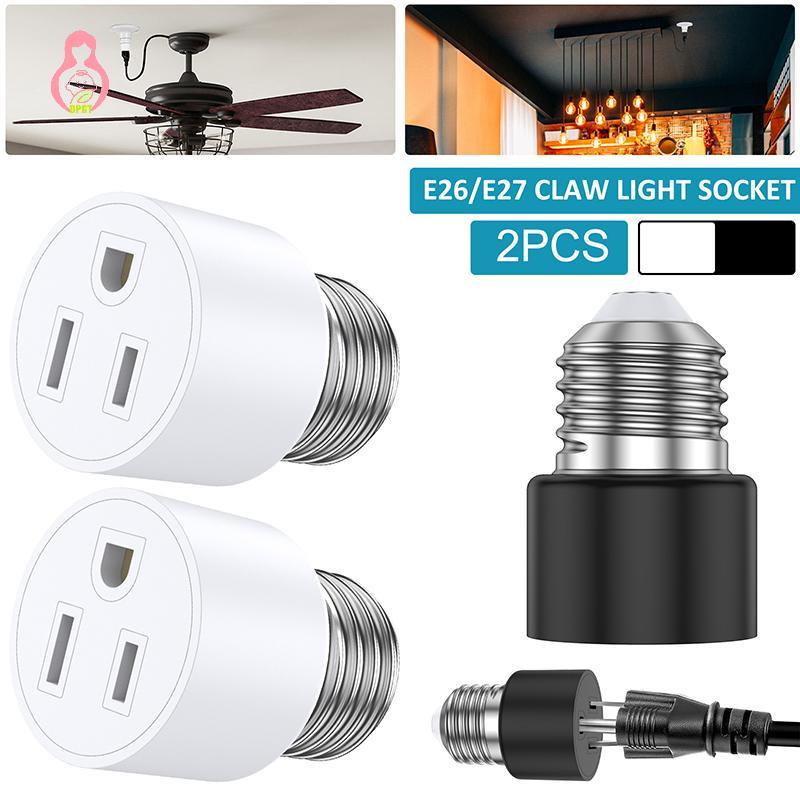 [DPGT] 2 Cái E26 / E27 / B22 3Prong Light Soet Outlet Adapter Cắm Light Soet To Plug Adapter Bulb Ba