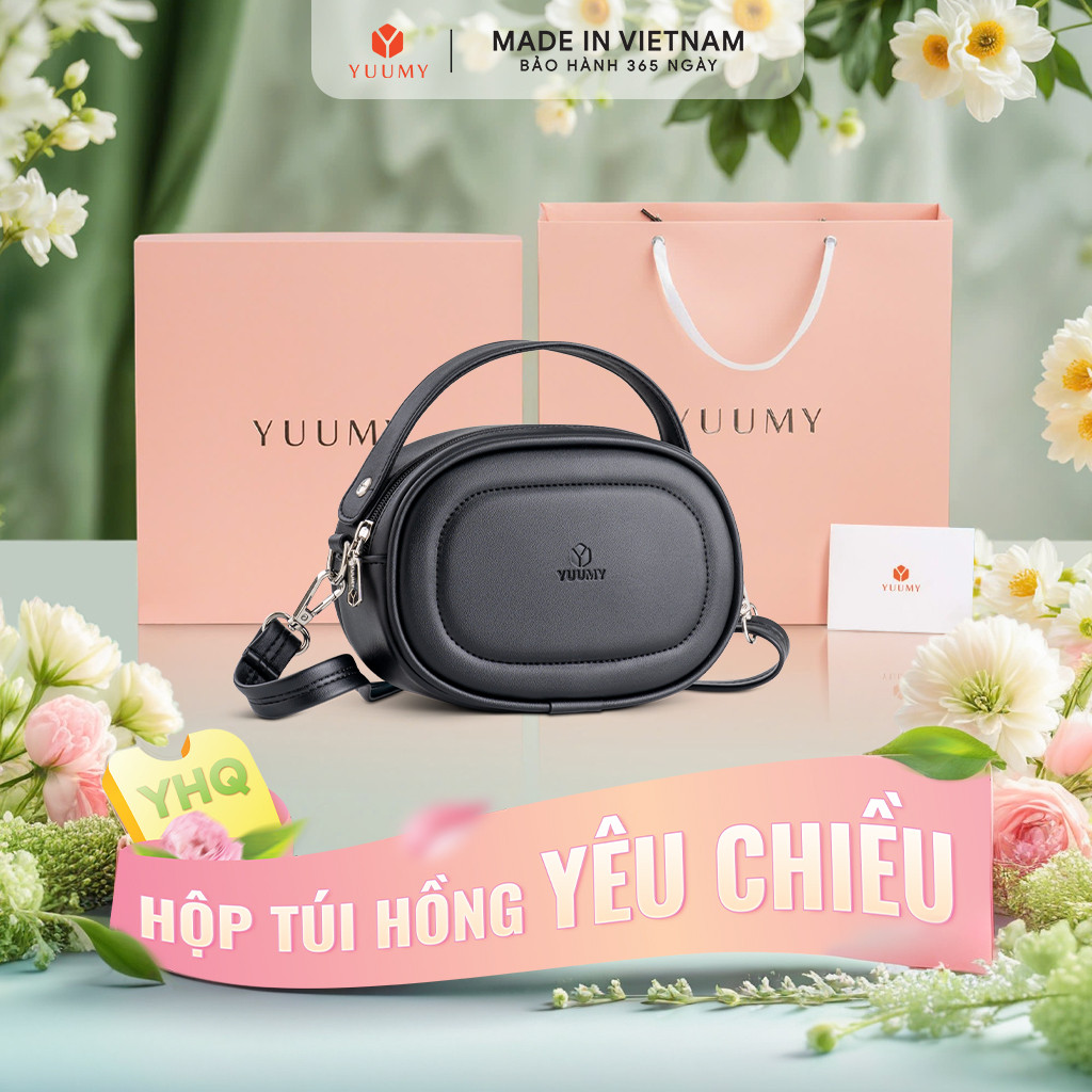 Bộ hộp quà YUUMY (Túi đeo chéo nữ YUUMY YN246 + Hộp quà YHQ2 + Túi giấy YTG2 + Túi rút BVR3838 + Thi