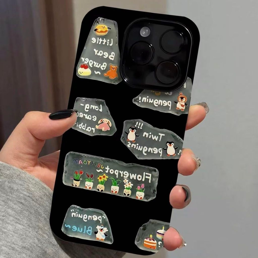 Penguin tiếng Anh cho iPhone17Air Jelly Case 12pro Soft Shell 1314 Đơn giản 1516plus