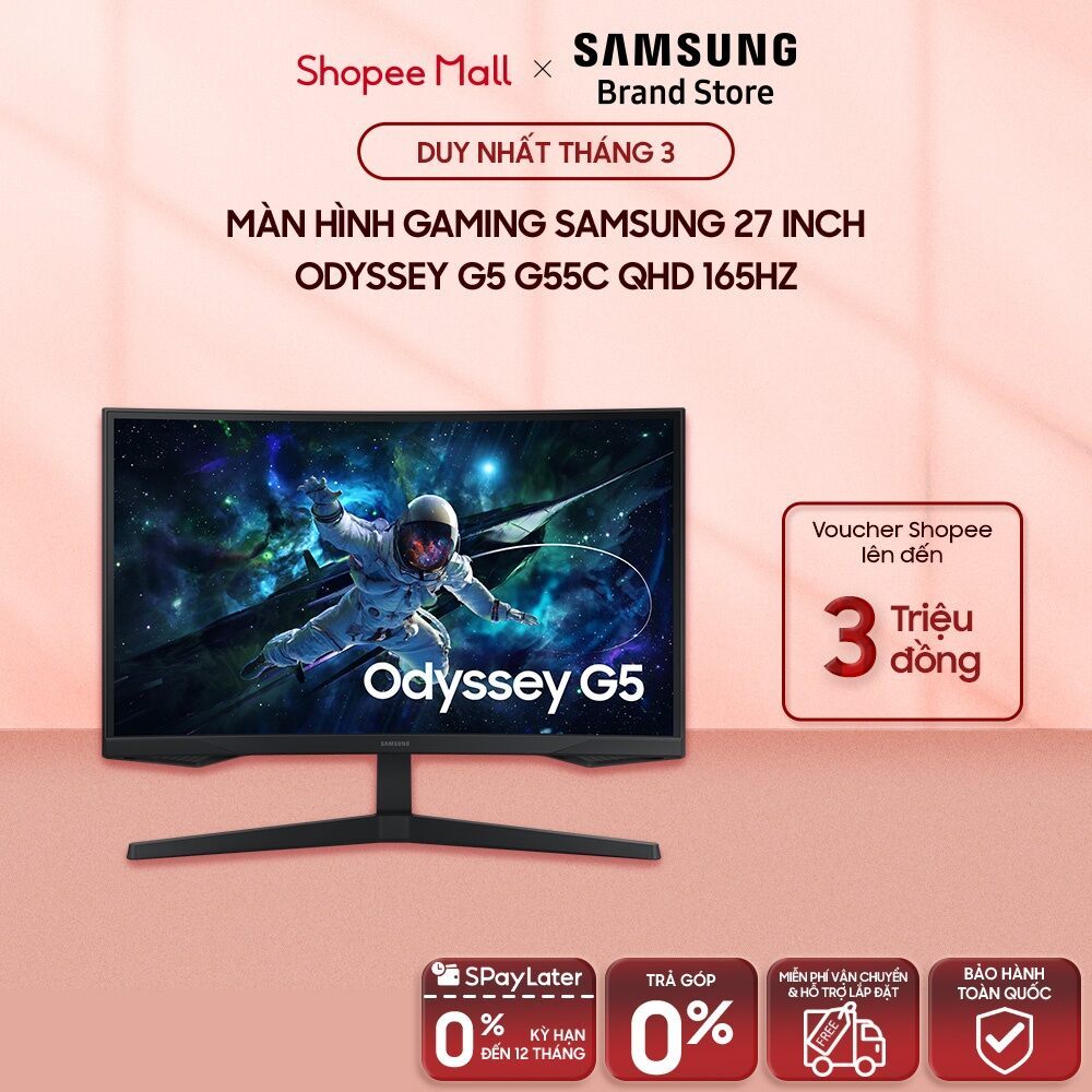[MIỄN PHÍ VẬN CHUYỂN - LIVESTREAM] Màn hình Gaming Samsung 32 inch Odyssey G5 G55C QHD 165Hz LS32CG5