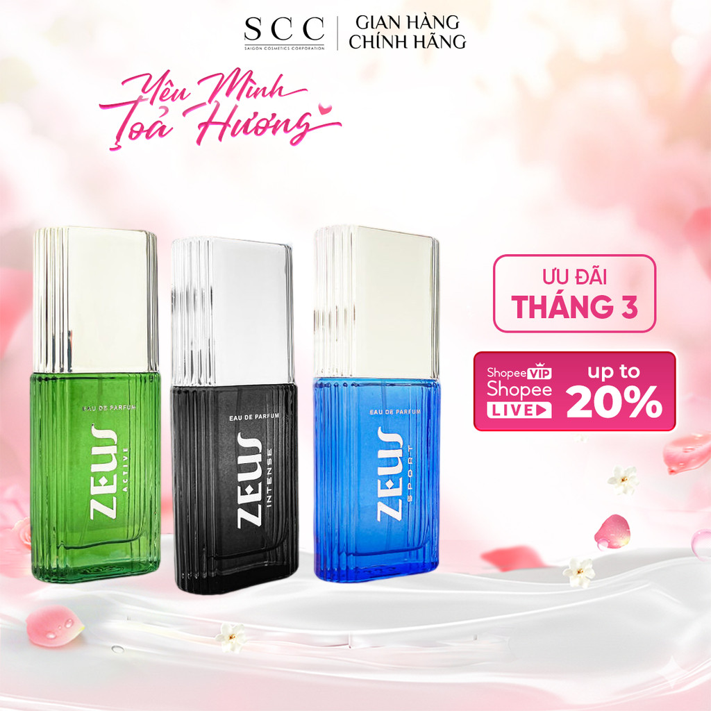 Nước Hoa Nam ZEUS 3 mùi hương Active / Sport / Intense 30ml
