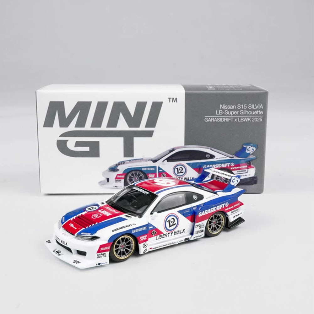 Mini GT 1022 Nissan S15 SILVIA LB-Super Silhouette Garasidrift x Lbwk 2025 1: 64 Đồ chơi mô hình ô t
