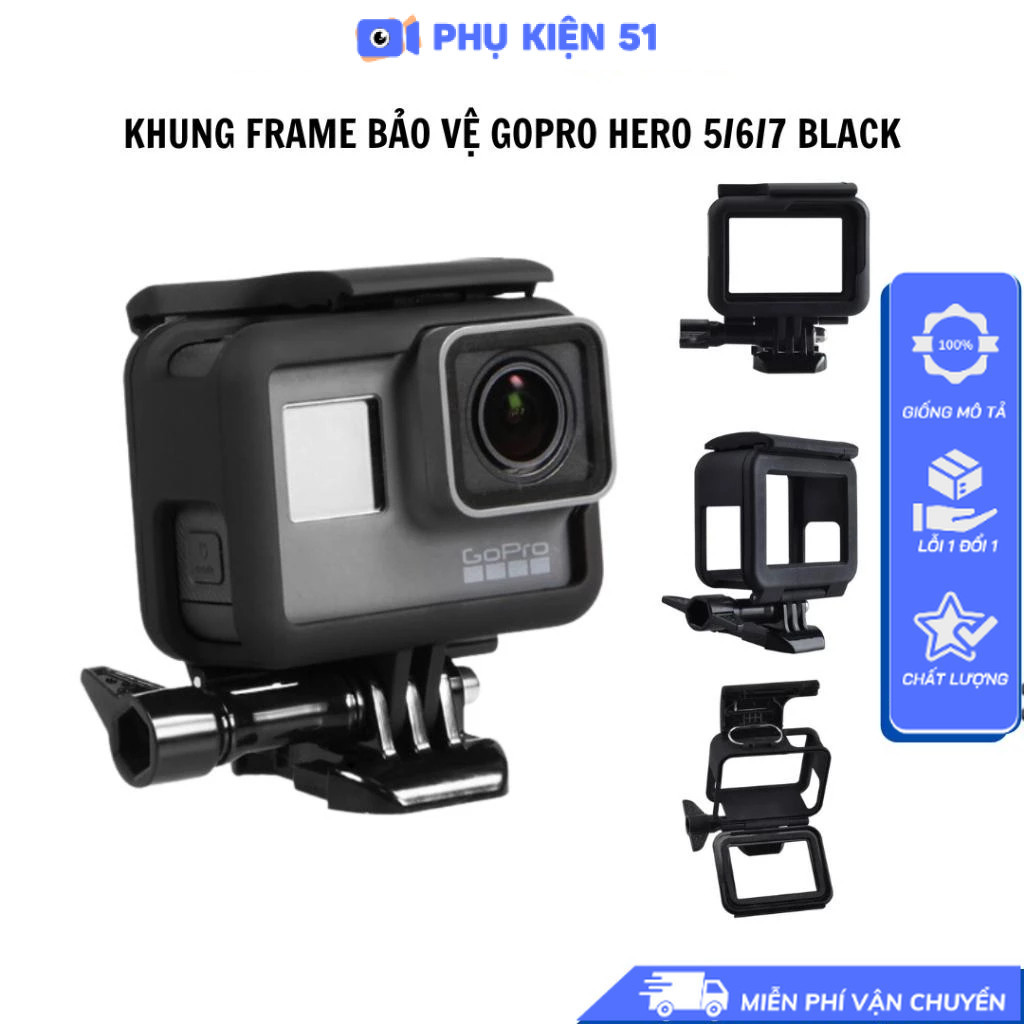 Khung Frame bảo vệ Gopro 5 6 7 black nhựa