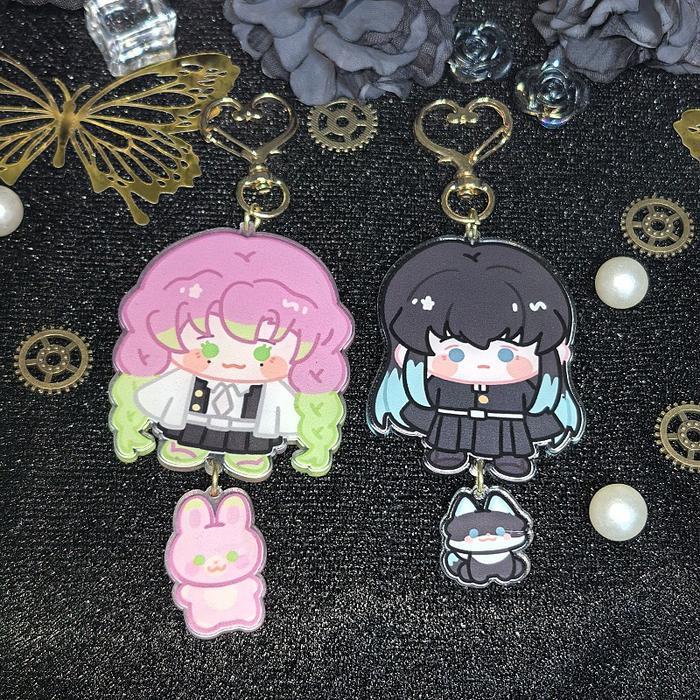 Anime Demon Slayer Keychain Cute Tokitou Muichirou Kanroji Mitsuri Cosplay Costumes Cartoon Key Chai