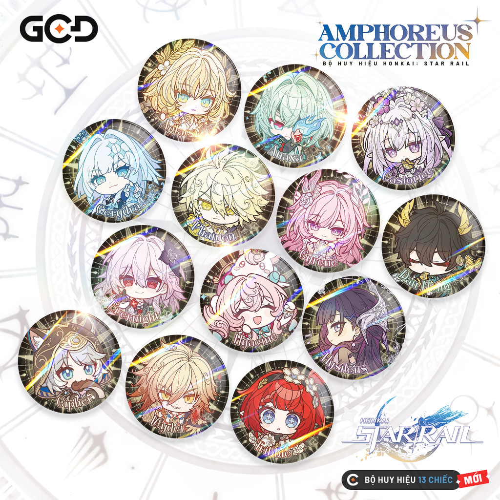 GCD Shop | Bộ GPin Huy hiệu Kim Loại Honkai Star Rail HSR Amphoreus Chibi siêu dễ thương