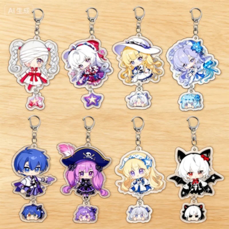 Móc khóa Anime Wuthering Waves Mica Acrylic Chibi nhân vật Brant Phrolova Carlotta trang trí balo cặ