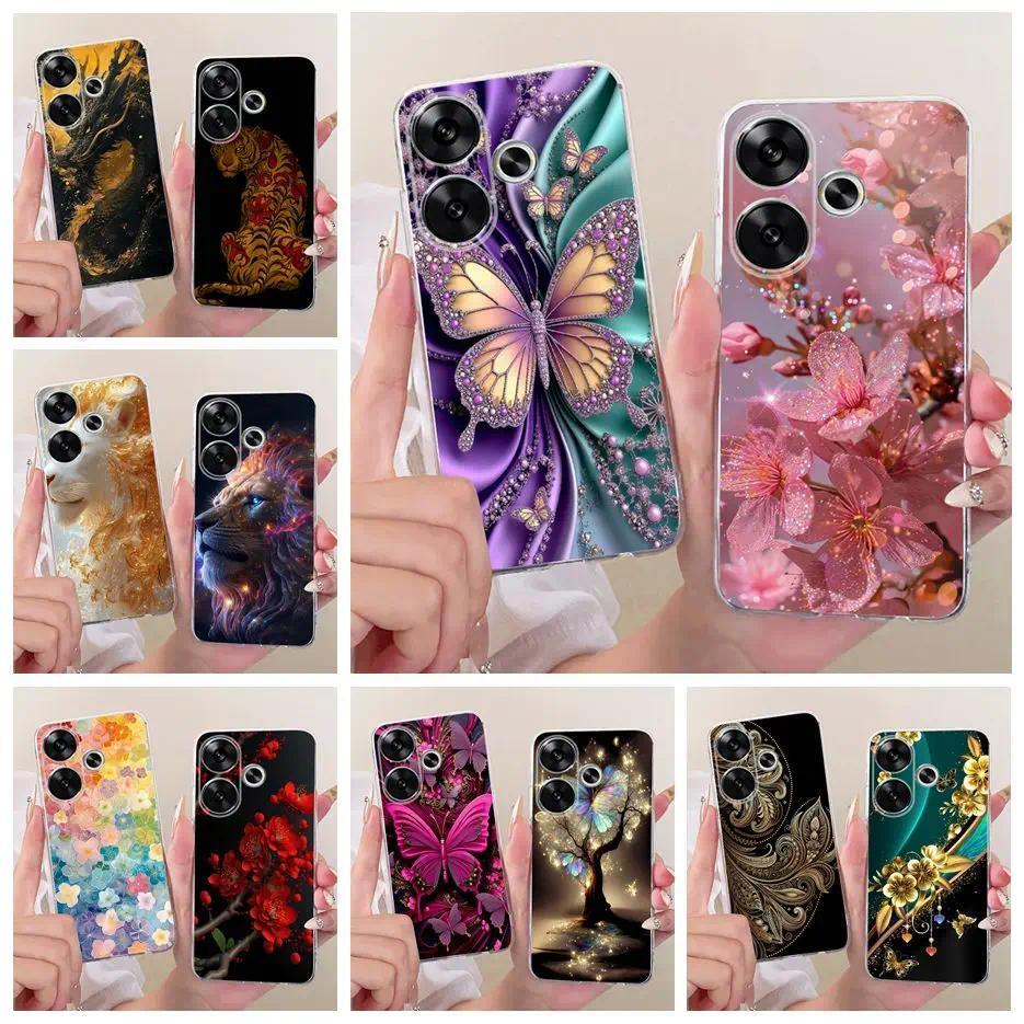 Dành Cho Xiaomi Poco F6 Ốp Lưng Hoa Sang Trọng Bướm Sơn Bao Mềm Mỏng Ốp Lưng Điện Thoại Xiaomi Redmi