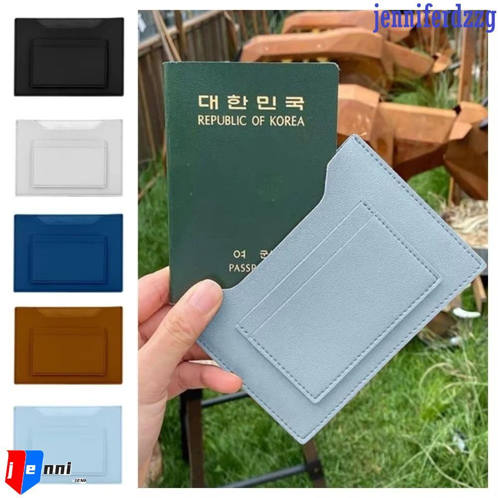 Vỏ hộ chiếu JENNIFERDZZG, Hộp đựng thẻ đa chức năng màu trơn, Máy bay bằng da PU đơn giản Check-in K