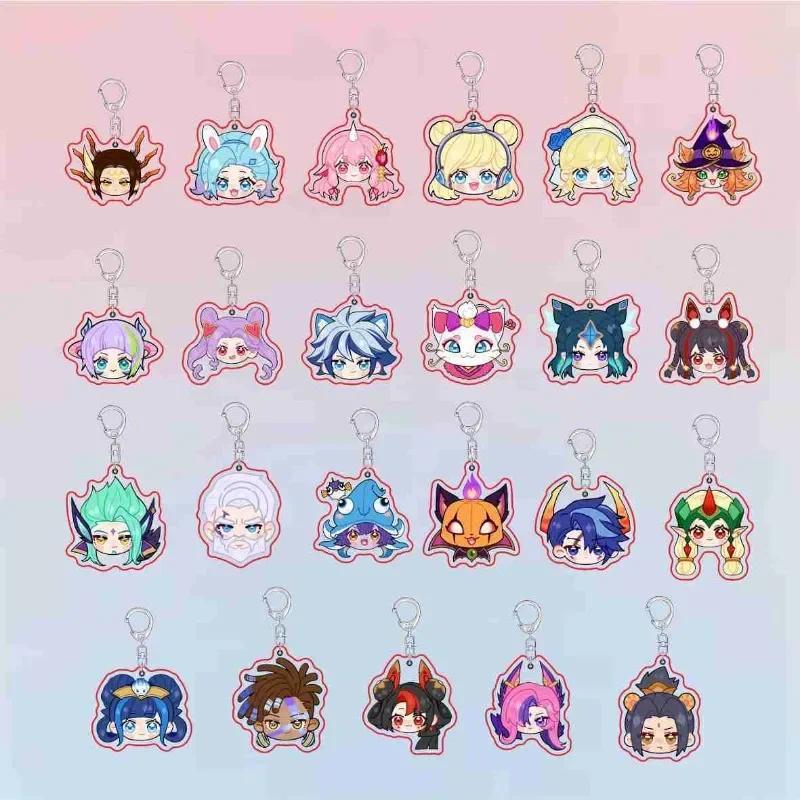 Gwen Acrylic Key Ring Xayah Rakan Pendant KeyChain Men LOL Arcane Key Chain Women Party Charm Friend