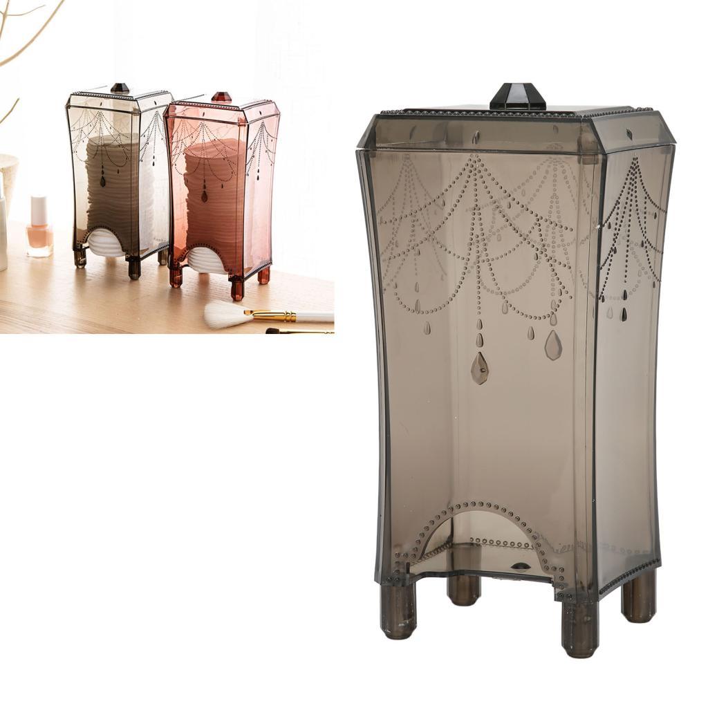 Icegg Pongnas Cotton PAD Holder Máy phân phối tròn trong suốt ABS bền chắc để trang điểm (Xám trong 