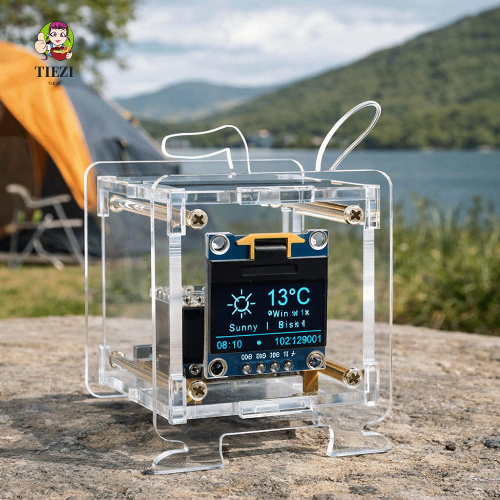 Bộ đồng hồ kỹ thuật số TIEZI, Bộ đồng hồ dự báo thời tiết màn hình OLED 2,4 GHz Kết nối Wi-Fi 0,96 I