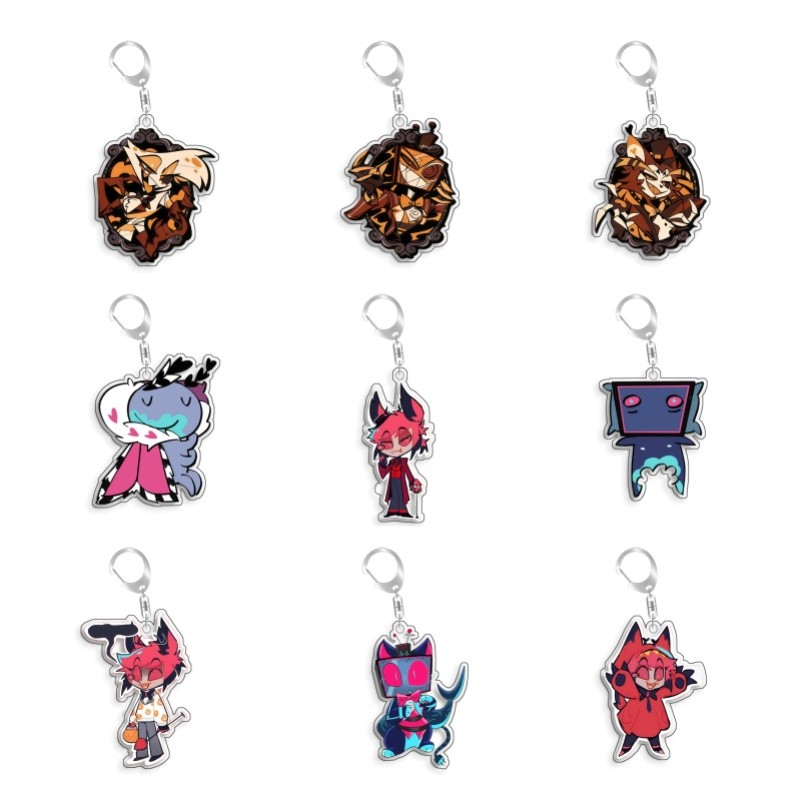 Hazbin Hotel Velvette Moxxie Vox Alastor Blitzo Homemade Acrylic Keychain Pendant Bag Charms Game An