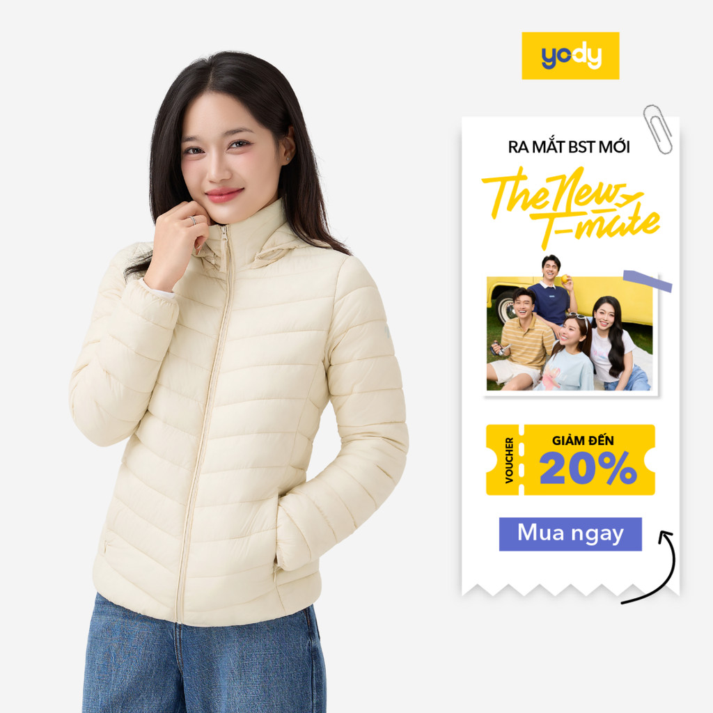 Áo phao nữ YODY 4S gia đình siêu nhẹ, siêu ấm có mũ, chống thấm nước TRA - WCPJ25F037