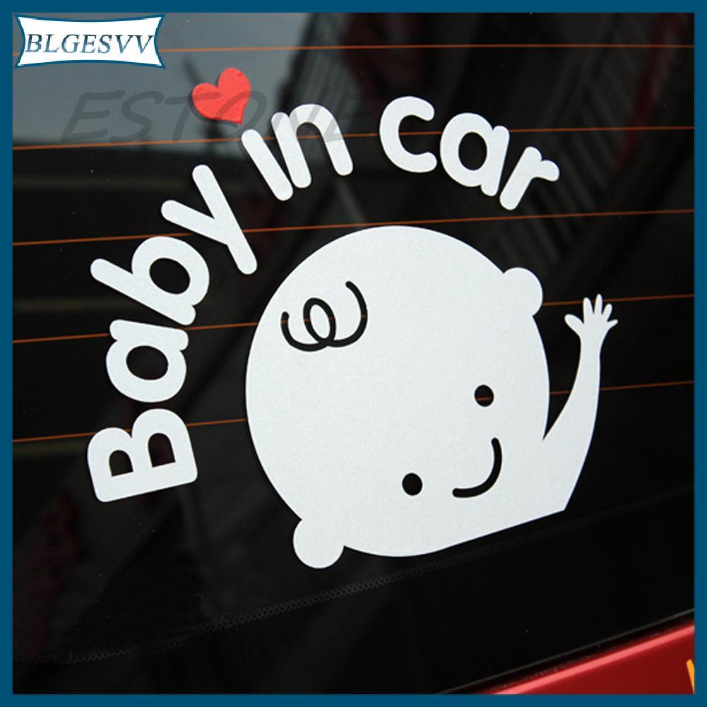 Blg Baby In Car Waving Baby on Board Dấu hiệu an toàn Decal dán Vinyl xe dễ thương
