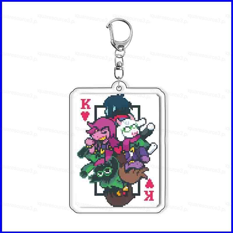 SQ3 Deltarune Spamton Nữ Hoàng Vua Jevil Pixel Nghệ Thuật Poker Thẻ Acrylic Móc Khóa Nhân Vật Trò Ch