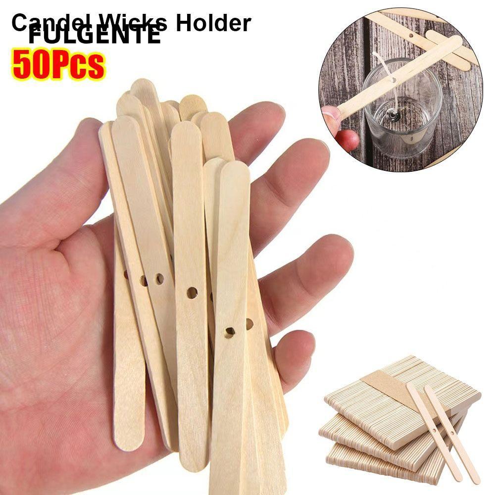 FULGENTE 50 Cái Dụng cụ làm Candel, Giá đỡ bấc Candel 114mm DIY, Thiết bị định tâm bằng gỗ bền Phụ k