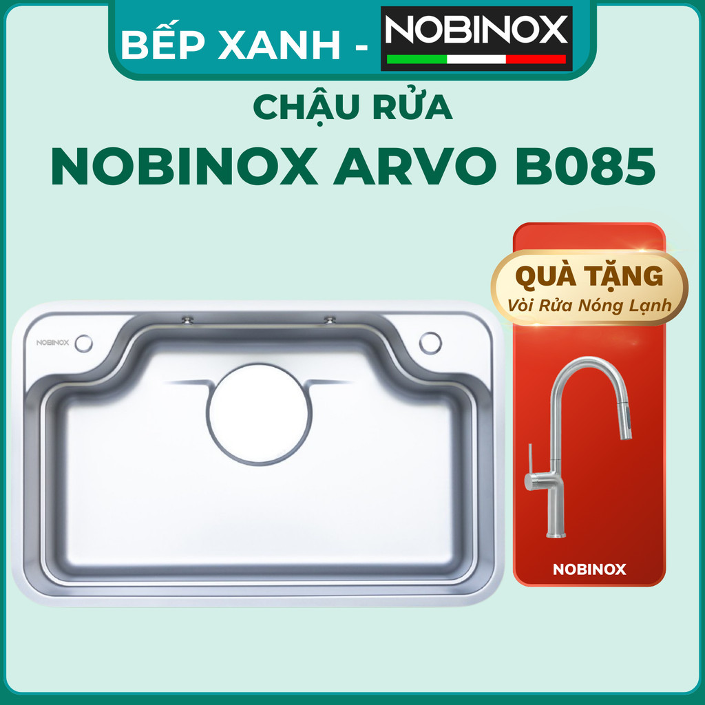 Chậu rửa 1 hố cao cấp NOBINOX ARVO B085 | Kích thước 85 X 50 CM | Hàng chính hãng