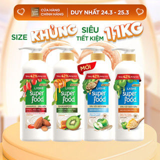 [TẶNG 42% DUNG TÍCH] Dầu Gội LASHE SUPERFOOD Ngăn Rụng Tóc/Phục Hồi Hư Tổn/Sạch Gàu Giảm Rụng/Sạch Gàu Mềm Mượt 1.1KG