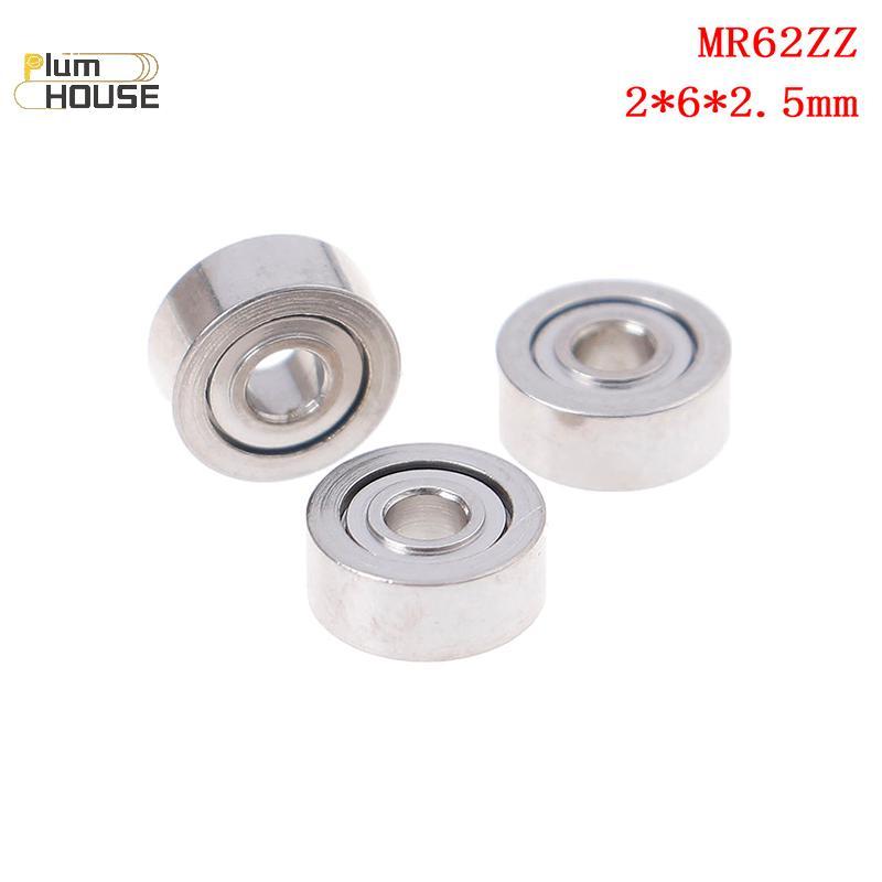 PlumHOUSE 10 Chiếc MR62ZZ (2x6x2.5mm) Kim Loại Che Chắn Vòng Bi Chính Xác Vòng Bi mini VN