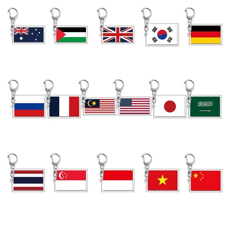 Football Fans Flag Event Patriotic Tourism Commemorative Acrylic Keychain Pendant Small Gift