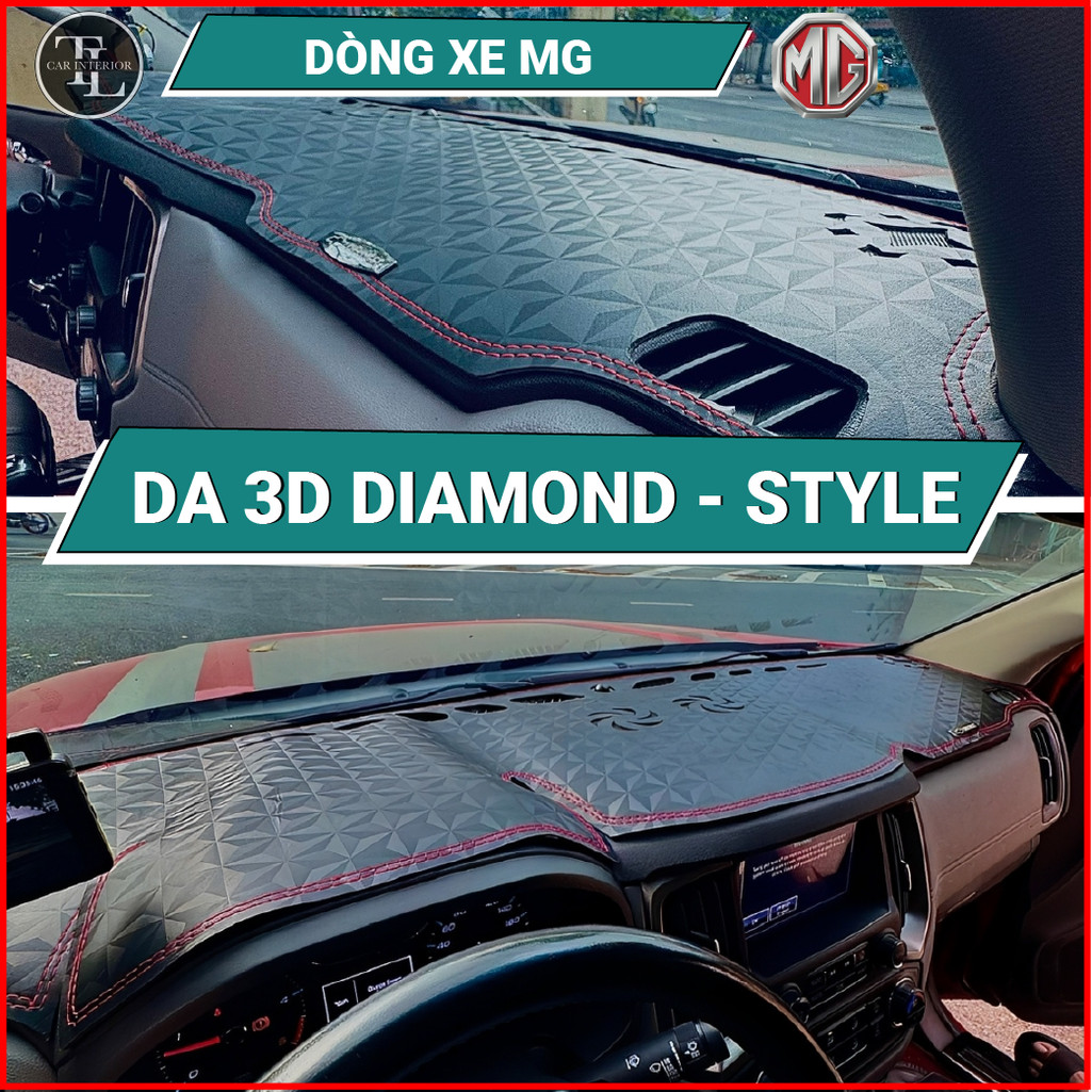 Thảm Taplo Da 3D Diamond Style MG5, MG ZS. MG HS, Thảm Phủ Taplo Da Cao Cấp Chuẩn Form, Dày Dặn, Chố